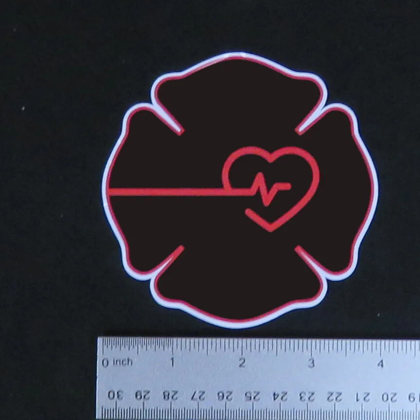 Firefighter Maltese Cross Thin Red Line Heart Vinyl Decal