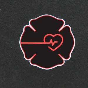 Firefighter Maltese Cross Thin Red Line Heart Vinyl Decal