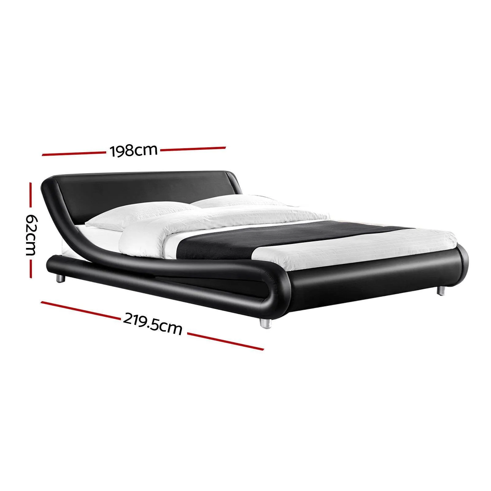 Flio Bed Frame PU Leather - Black King