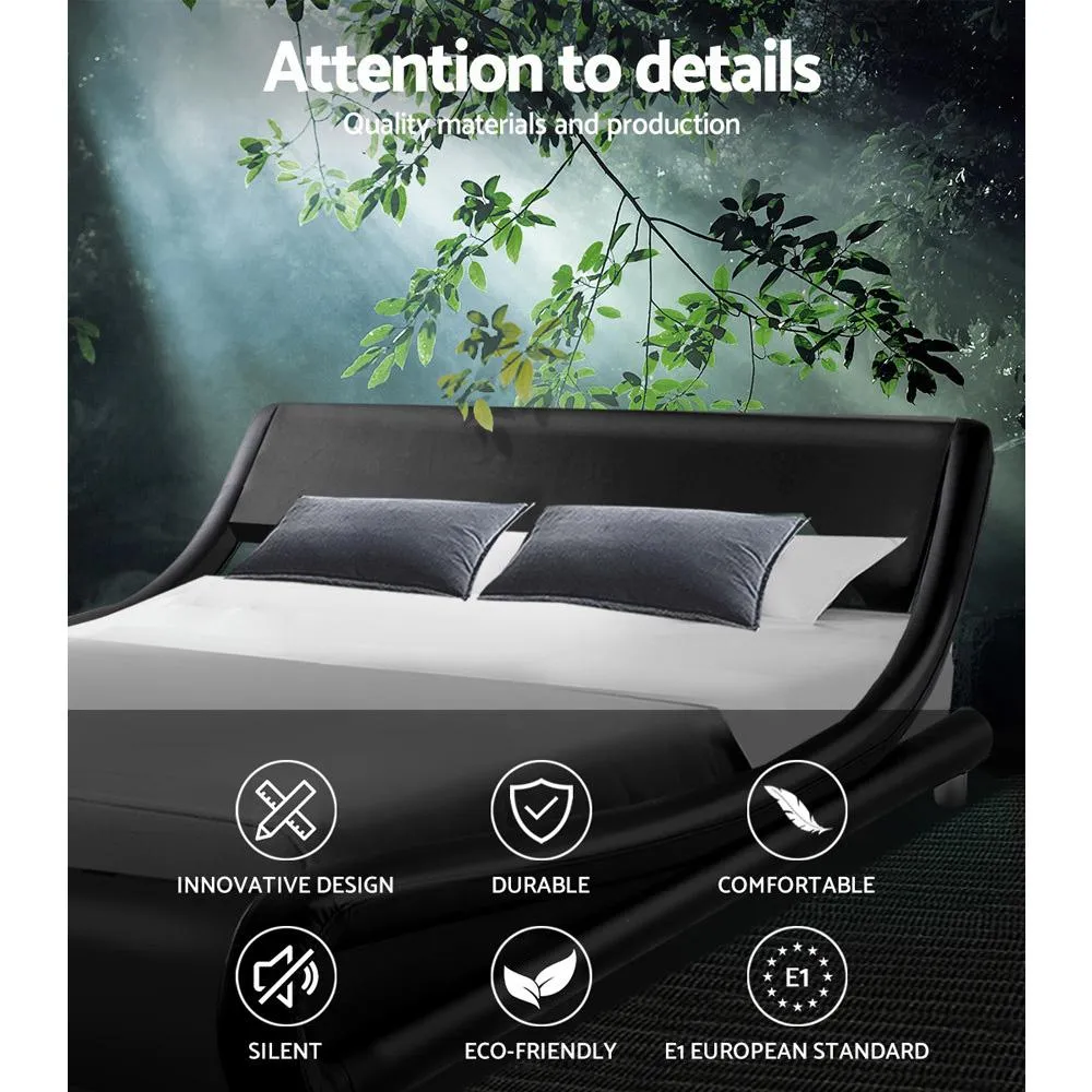 Flio Bed Frame PU Leather - Black Queen