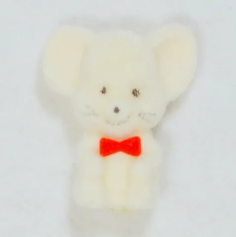 Flocked Miniature Mouse Rounded Off White  1'' 12pcs