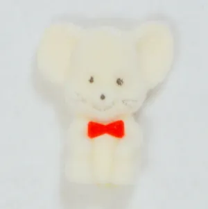 Flocked Miniature Mouse Rounded Off White  1'' 12pcs