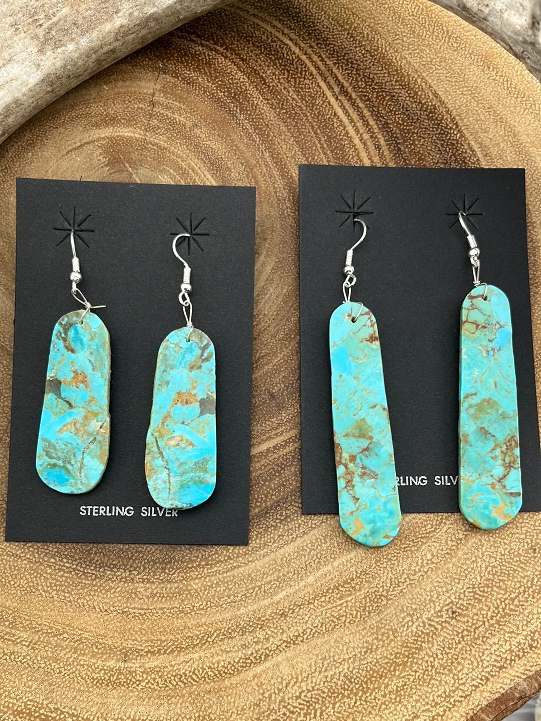 Florencia Sterling Rounded Edge Turquoise Slab Earrings