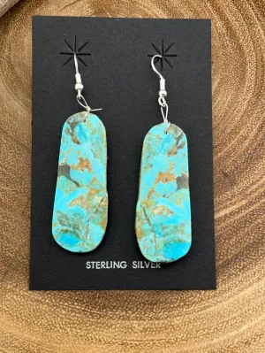 Florencia Sterling Rounded Edge Turquoise Slab Earrings