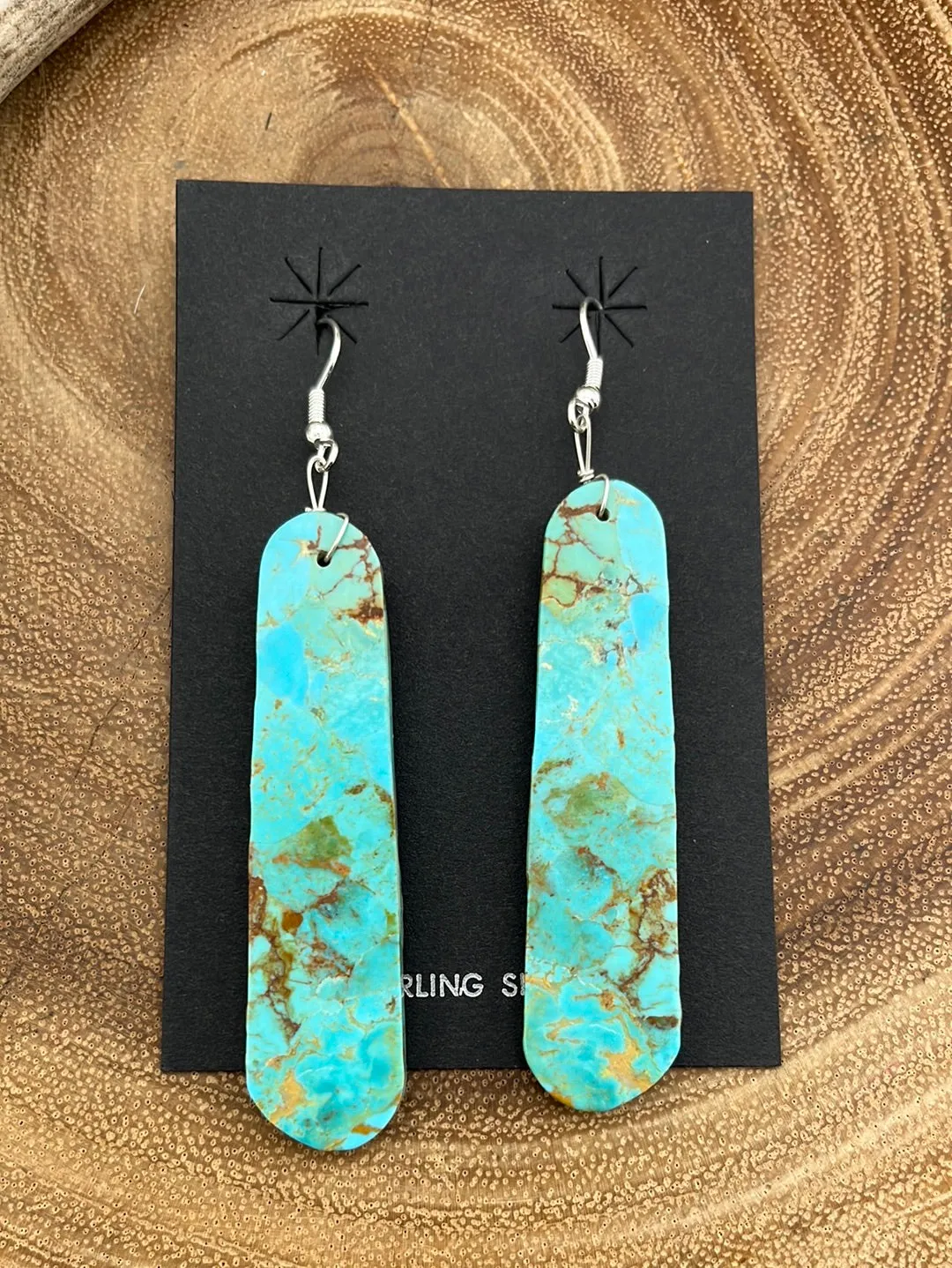 Florencia Sterling Rounded Edge Turquoise Slab Earrings