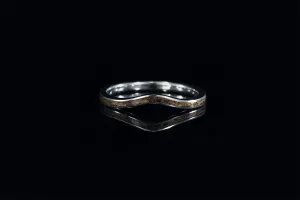 FORMED 14K WHITE GOLD WHISKEY BARREL WOOD RING