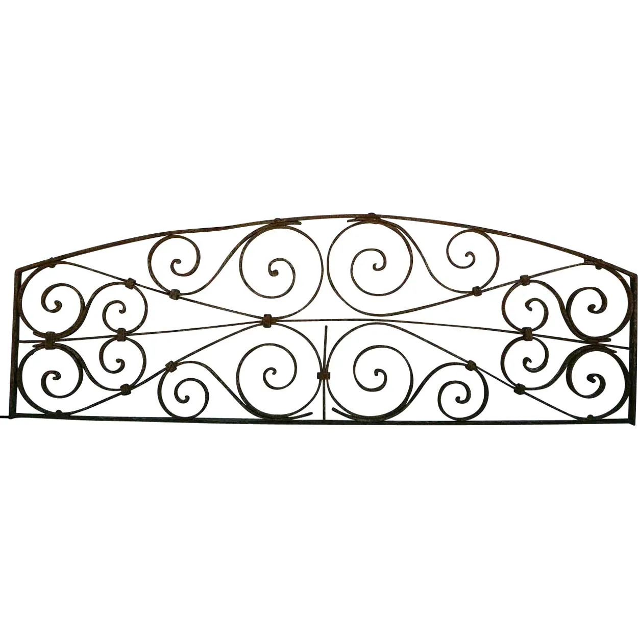 French Colonial Wrought Iron Arched Architectural Transom Grille
