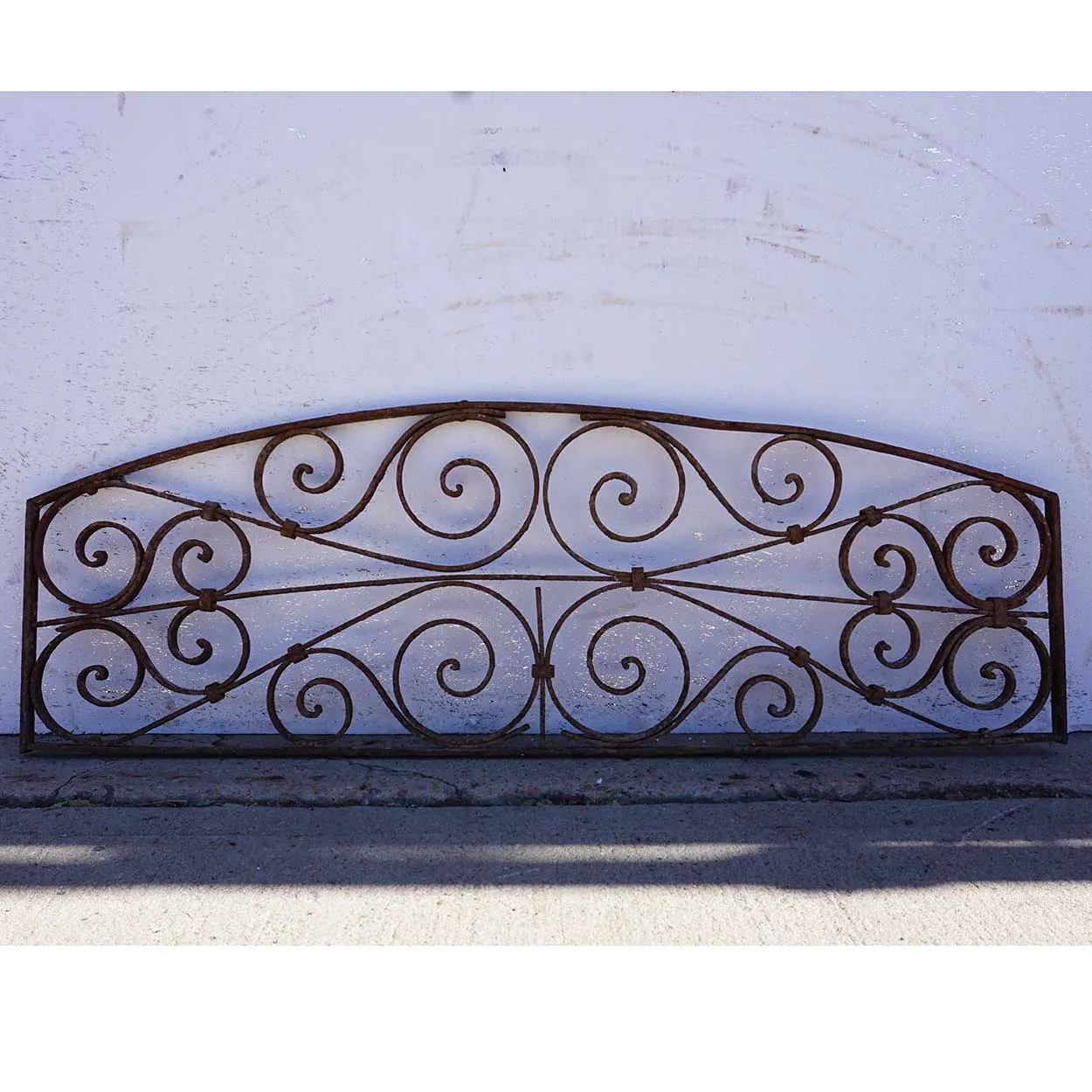 French Colonial Wrought Iron Arched Architectural Transom Grille