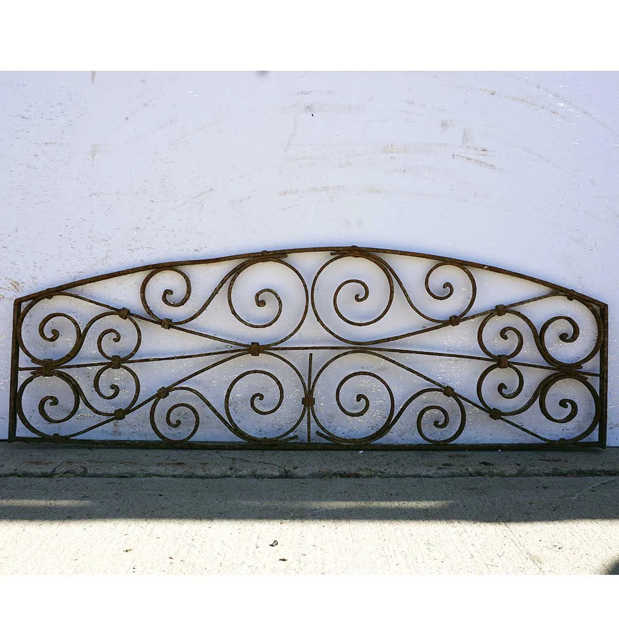 French Colonial Wrought Iron Arched Architectural Transom Grille