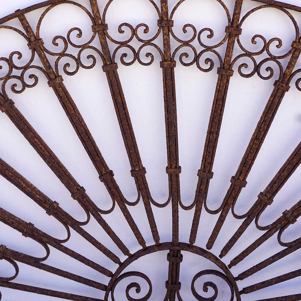 French Colonial Wrought Iron Arched Architectural Transom