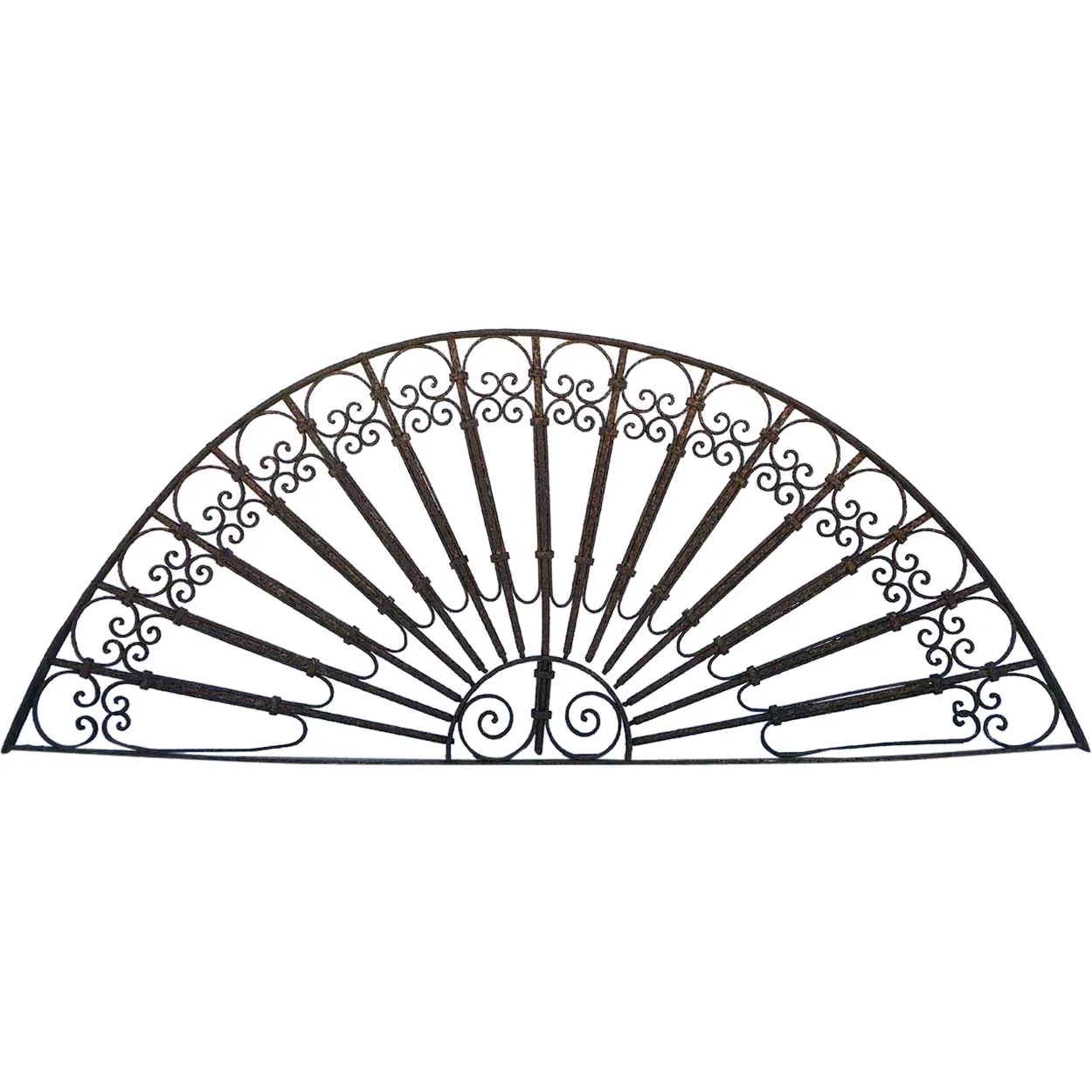 French Colonial Wrought Iron Arched Architectural Transom