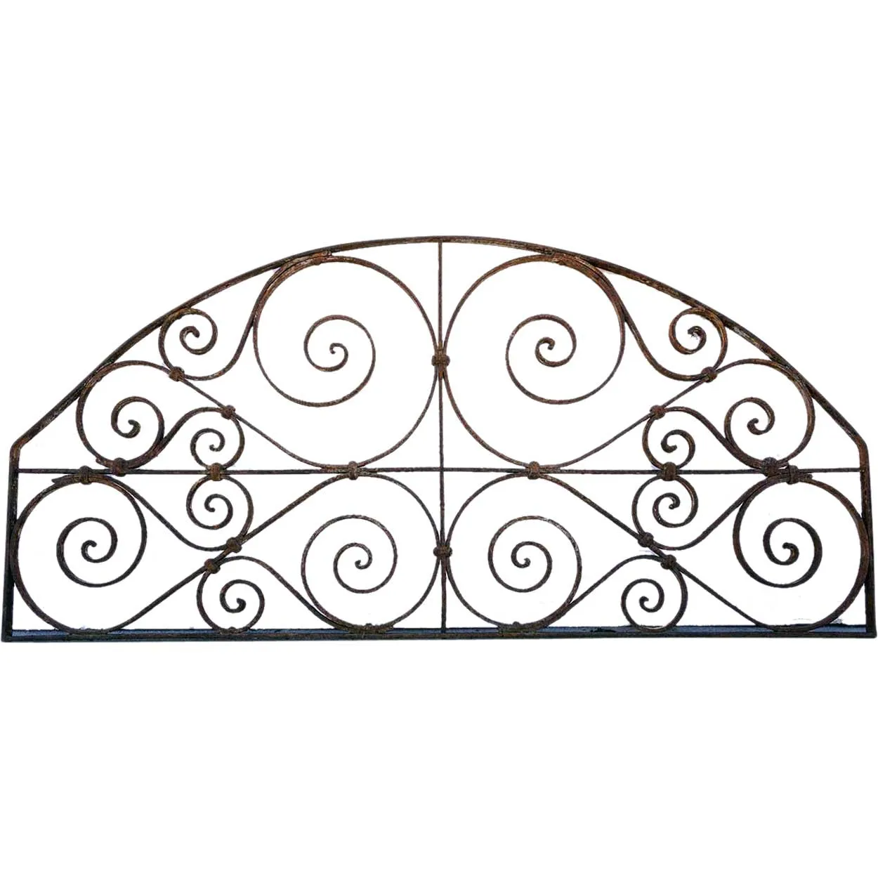 French Colonial Wrought Iron Arched Grille Transom