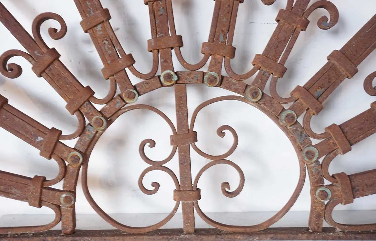 French Colonial Wrought Iron Arched Transom