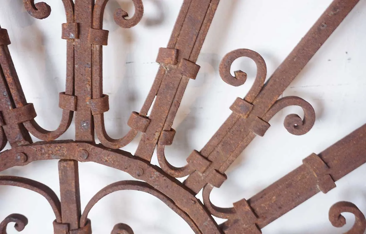 French Colonial Wrought Iron Arched Transom