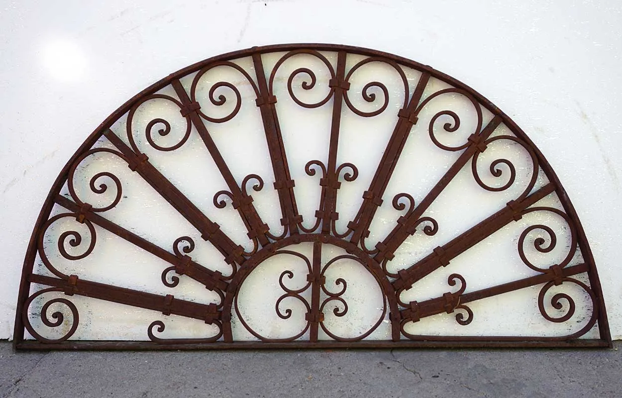 French Colonial Wrought Iron Arched Transom