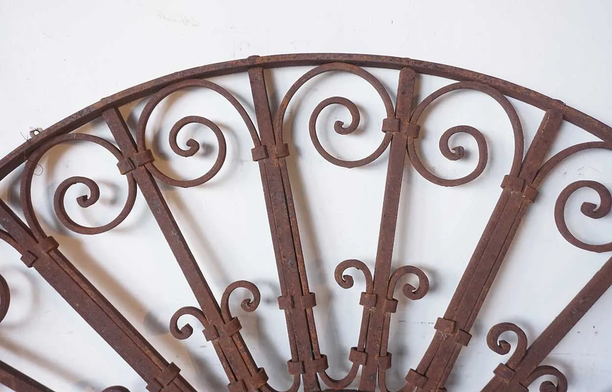 French Colonial Wrought Iron Arched Transom
