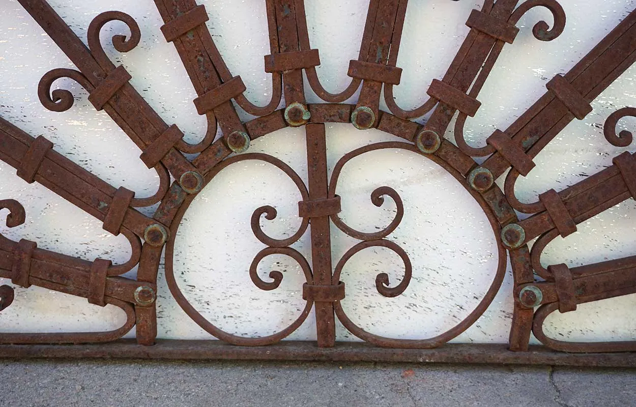 French Colonial Wrought Iron Arched Transom