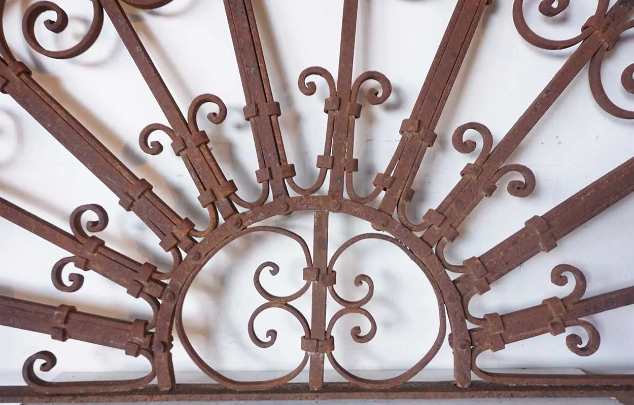 French Colonial Wrought Iron Arched Transom