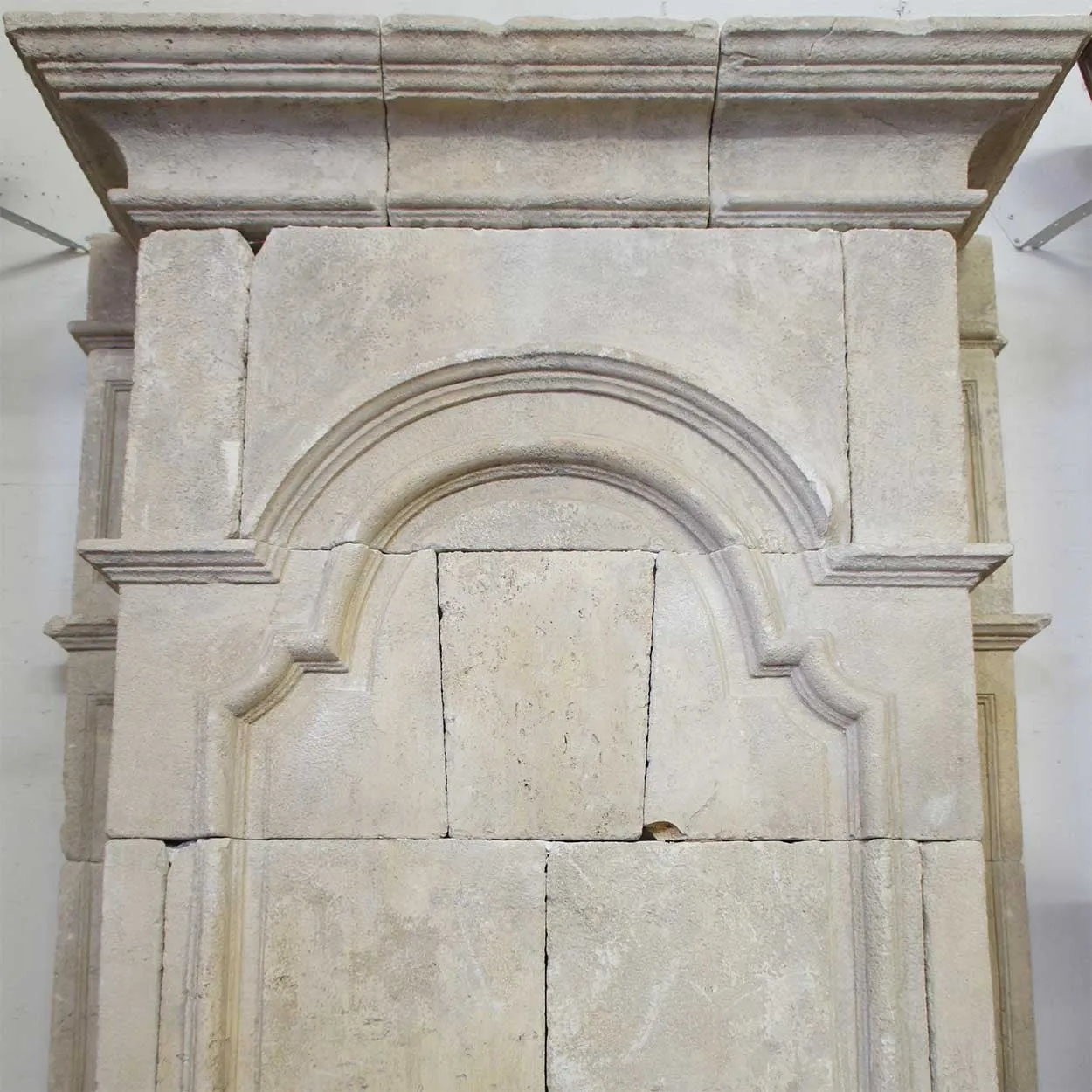 French Louis XIV Limestone Fireplace Surround and Overmantel