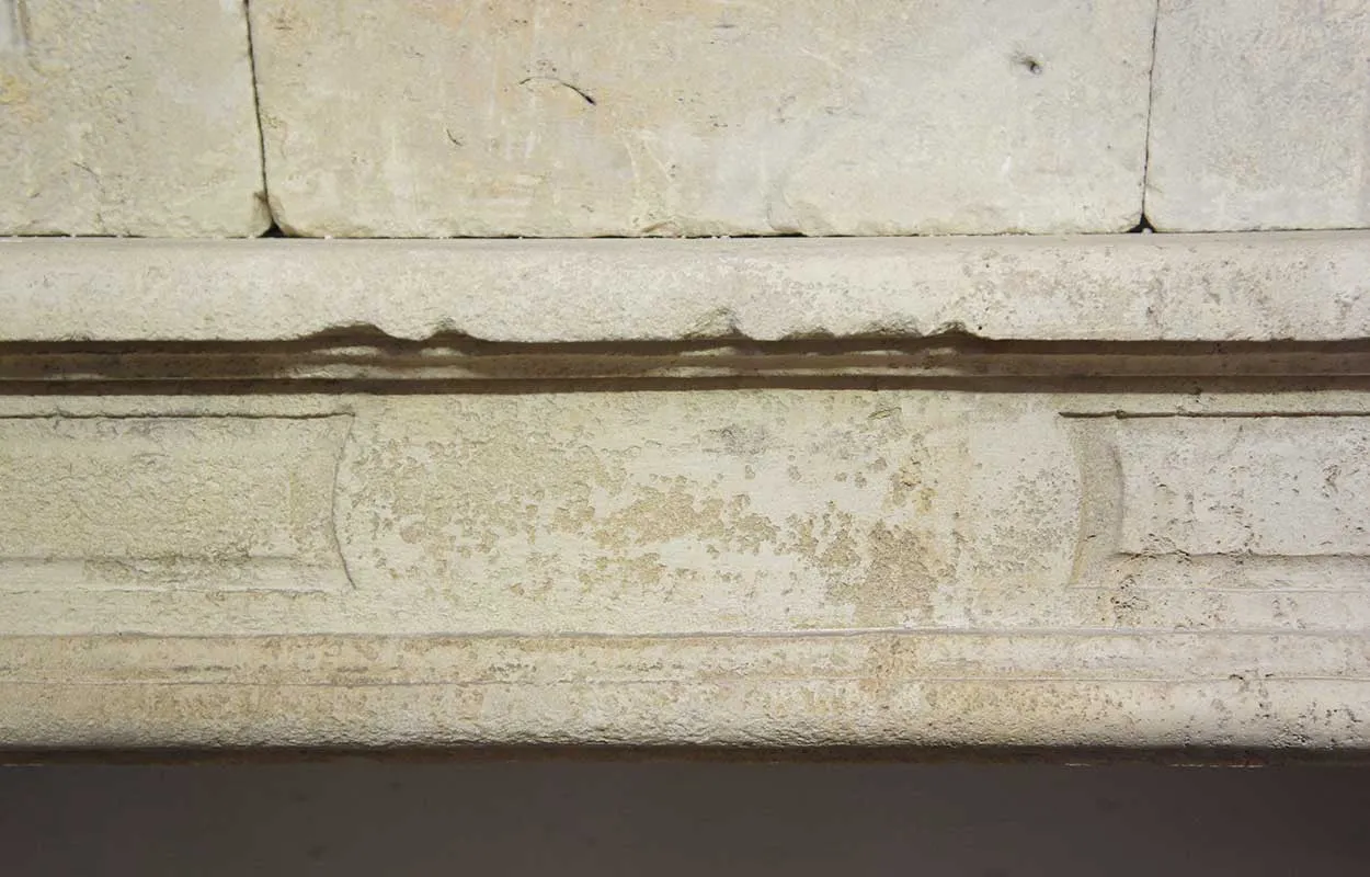 French Louis XIV Limestone Fireplace Surround and Overmantel