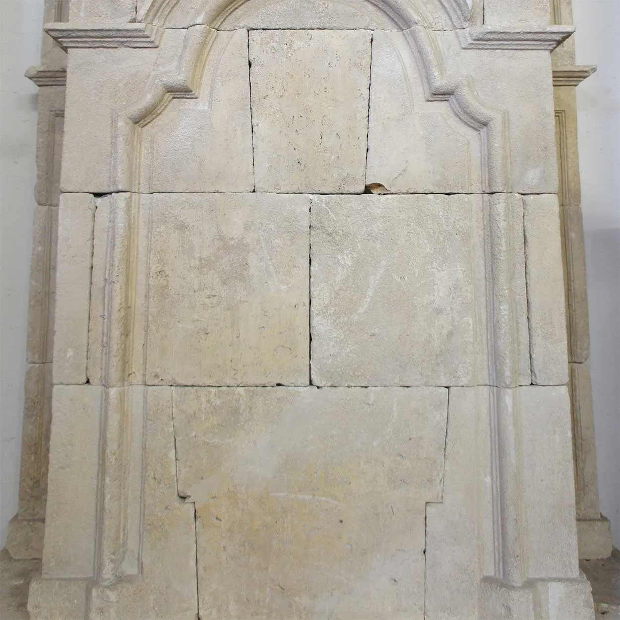 French Louis XIV Limestone Fireplace Surround and Overmantel