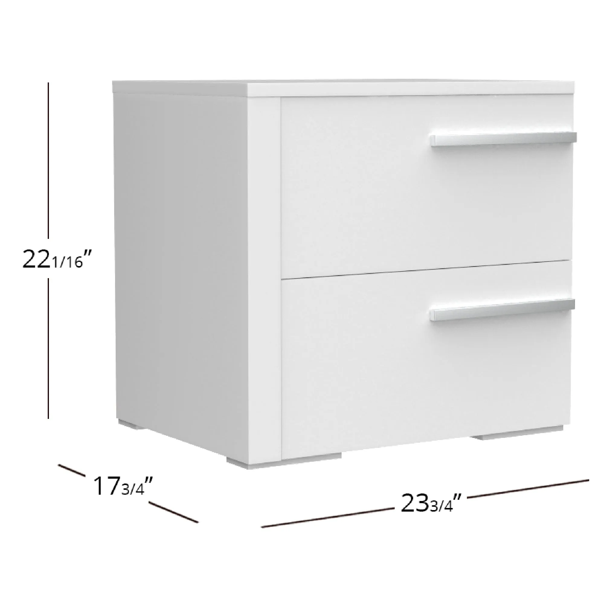 Gabriella left 2 drawer night table storage home decor, white