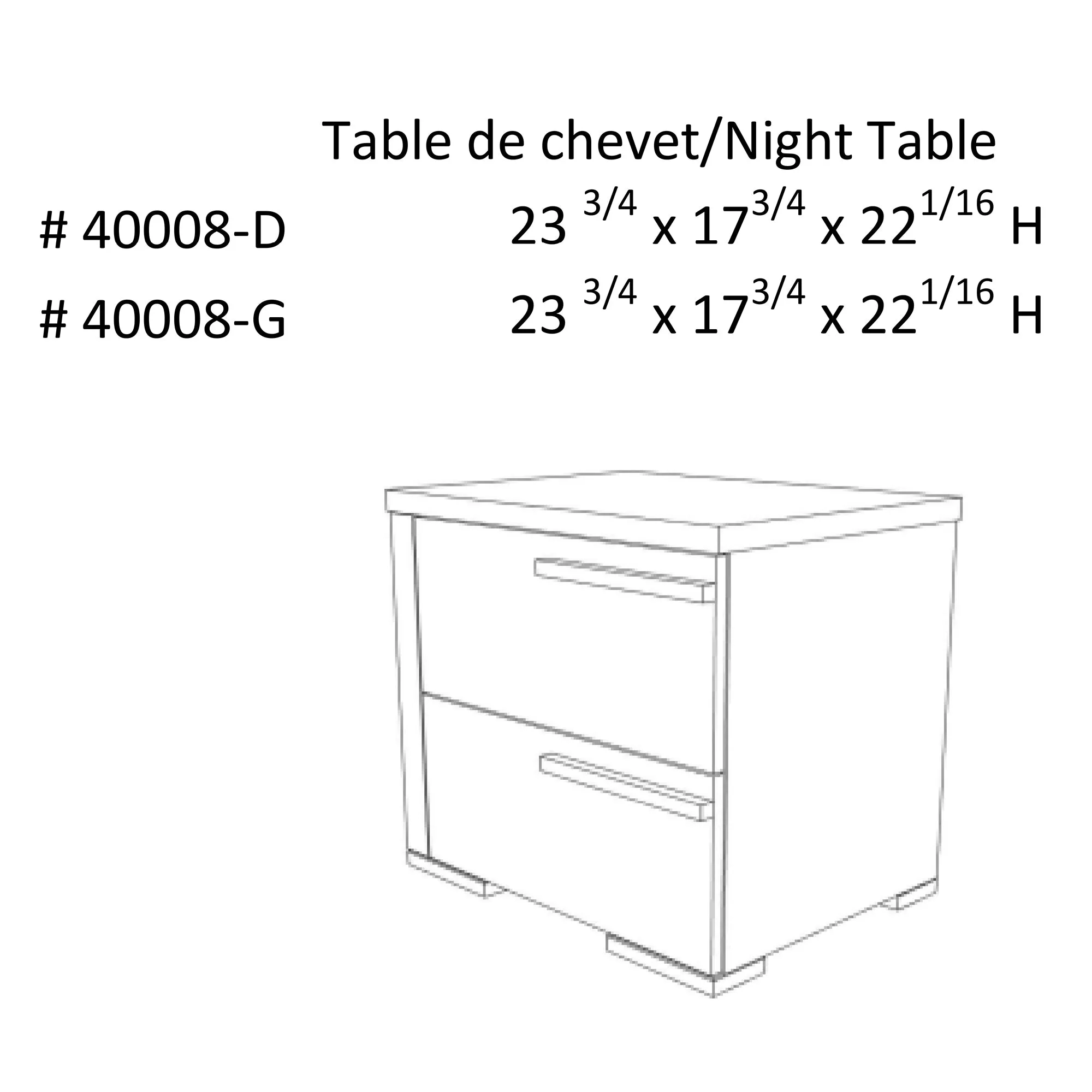 Gabriella left 2 drawer night table storage home decor, white