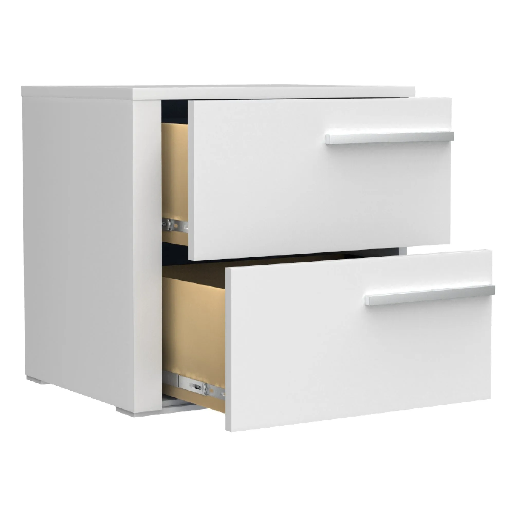 Gabriella left 2 drawer night table storage home decor, white