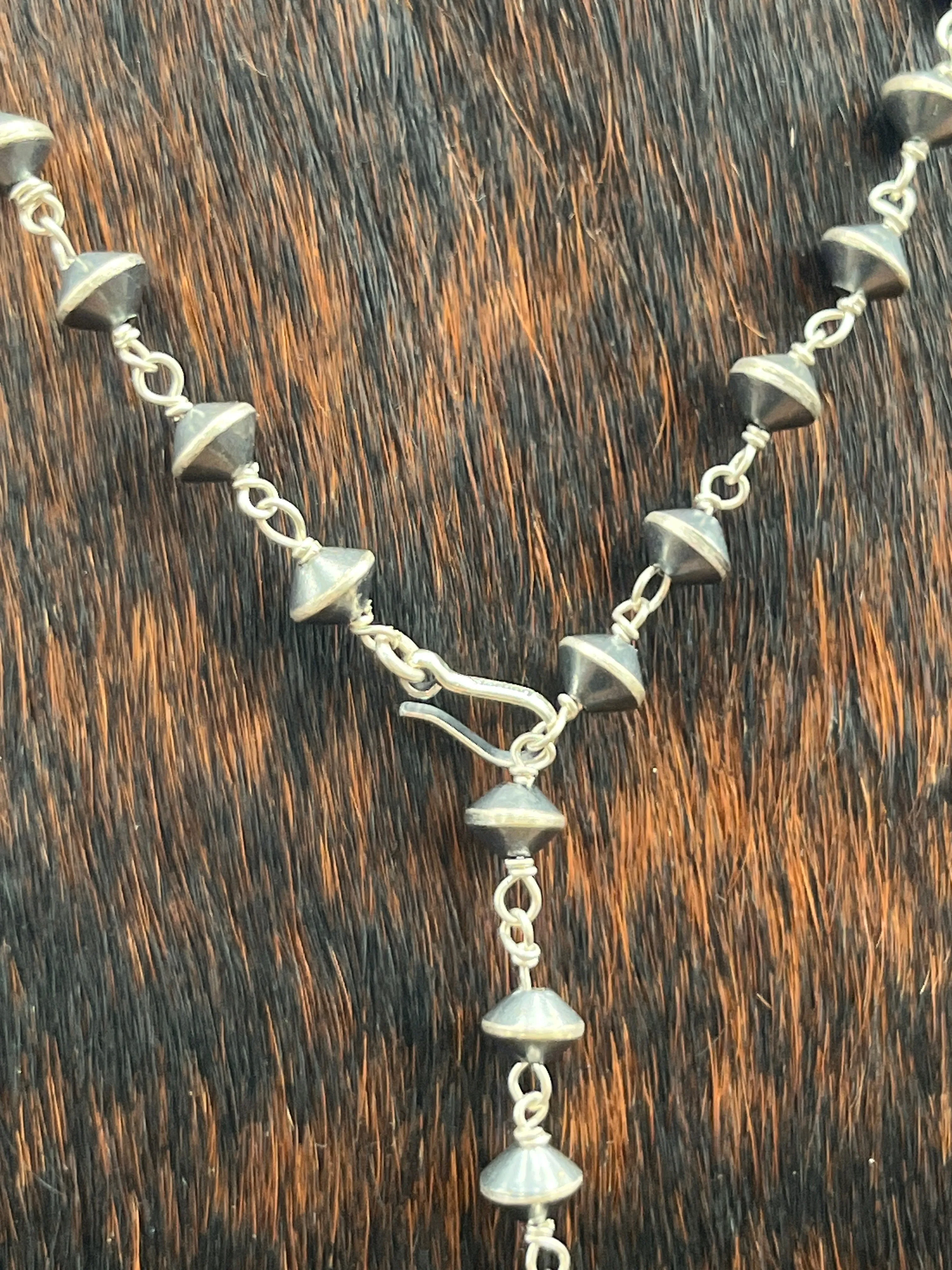 Gallatin Sterling Linked Navajo Saucer Necklace - 24"