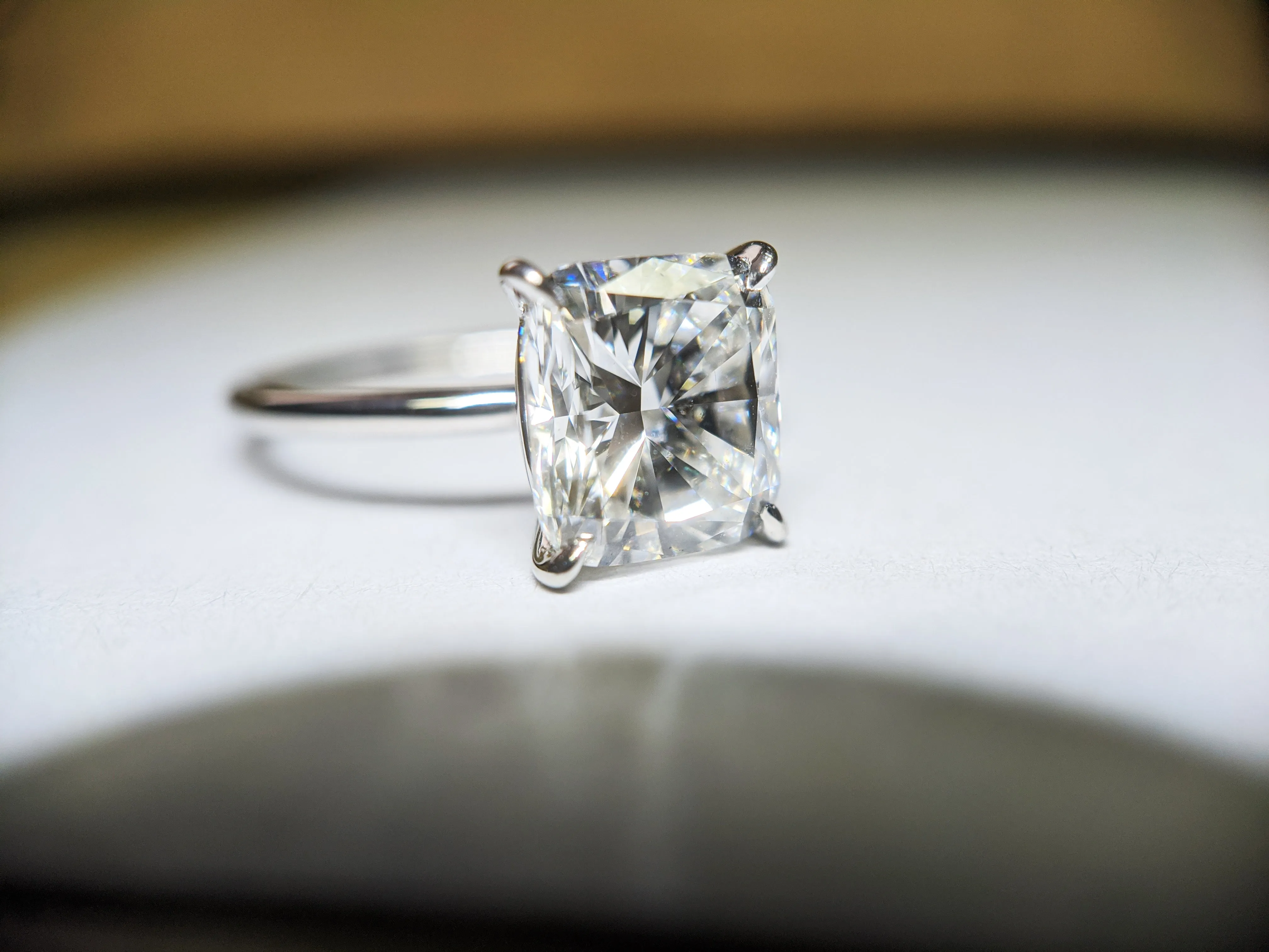 GIA Certified 2.01 Carat Cushion Diamond H color Platinum Solitaire