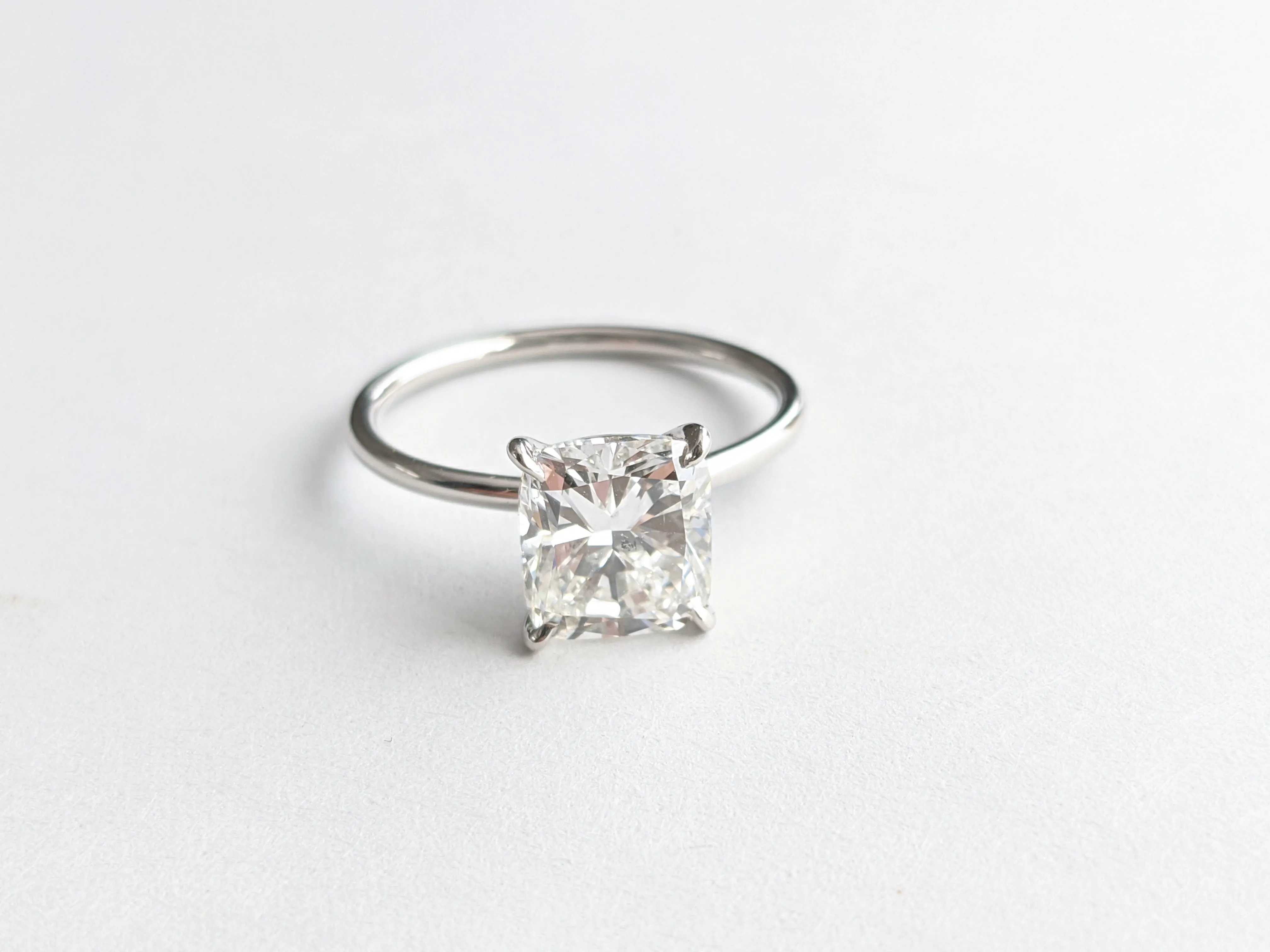 GIA Certified 2.01 Carat Cushion Diamond H color Platinum Solitaire