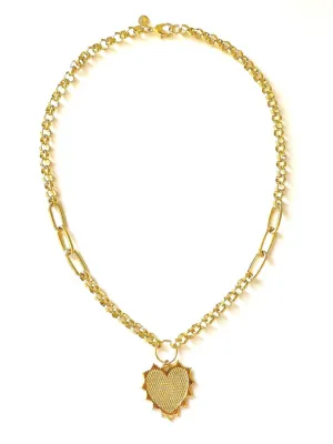 Gold Mesh Heart Pendant