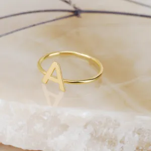 Gold Personalized Initial Ring For Her Stackable Band