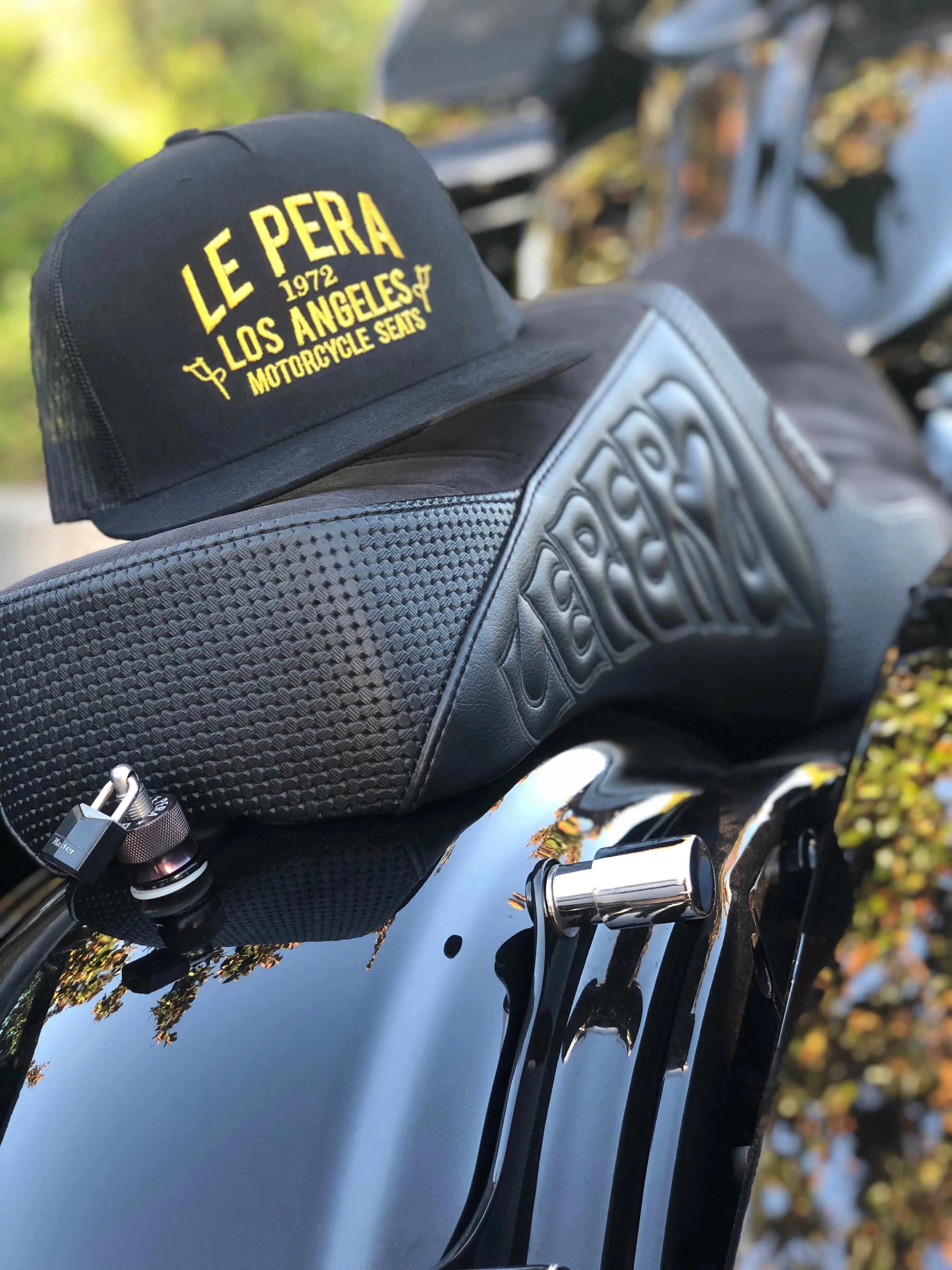 Gold Text Snapback Trucker Flat Bill Hat