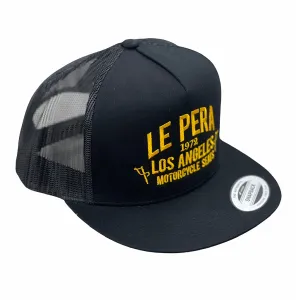 Gold Text Snapback Trucker Flat Bill Hat