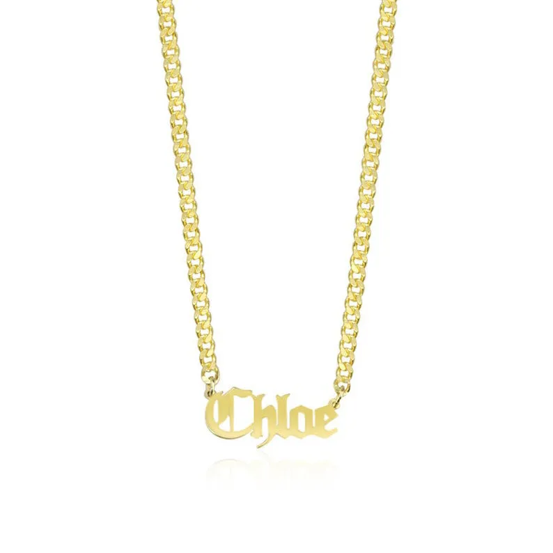 Gothic Name Necklace Mother's Gift Gold Jewelry