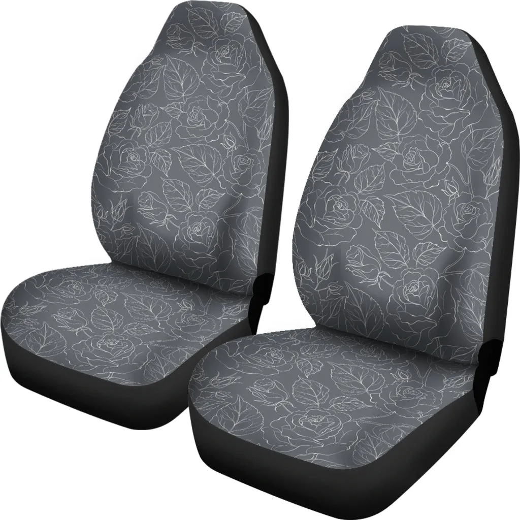 Gray With Subtle Rose Pattern Car Seat Covers Set