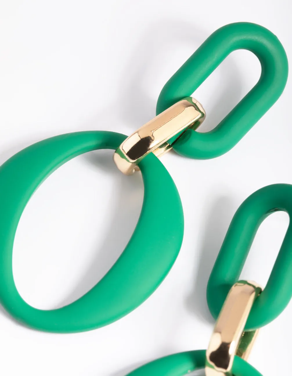 Green Linked Drop Earrings