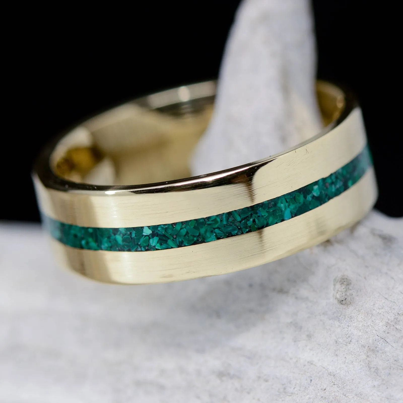 Green Malachite set into Gold Band