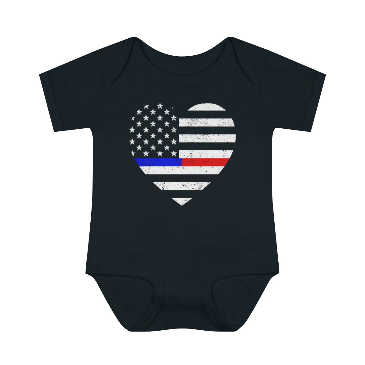 Grunge Heart Flag © Infant Bodysuit (Thin Blue / Thin Red Duo)