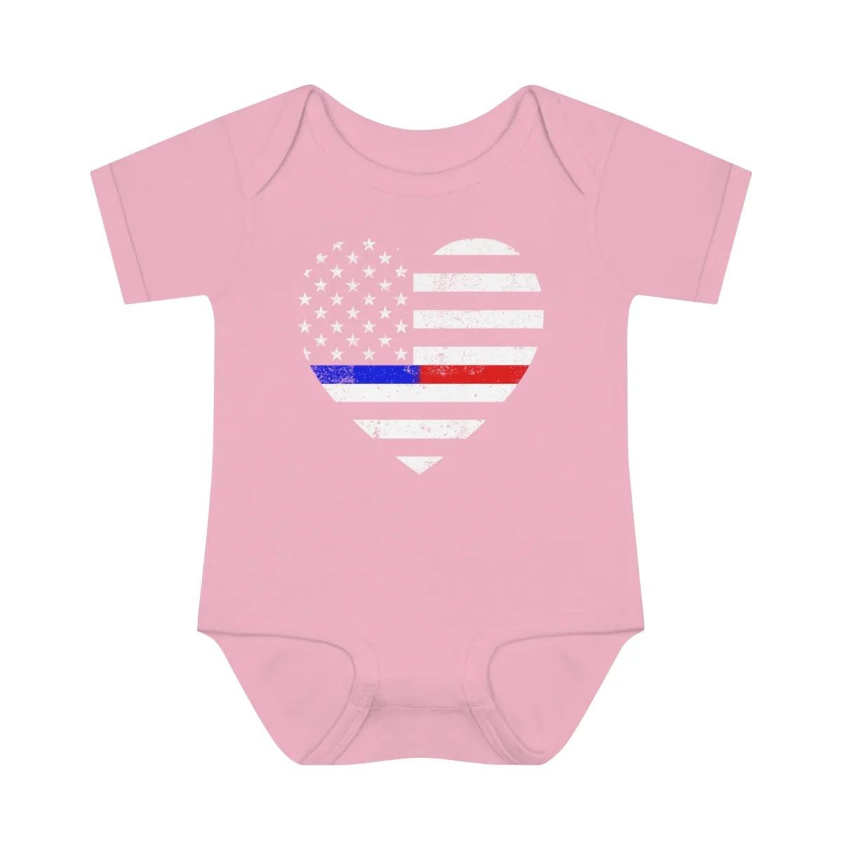 Grunge Heart Flag © Infant Bodysuit (Thin Blue / Thin Red Duo)