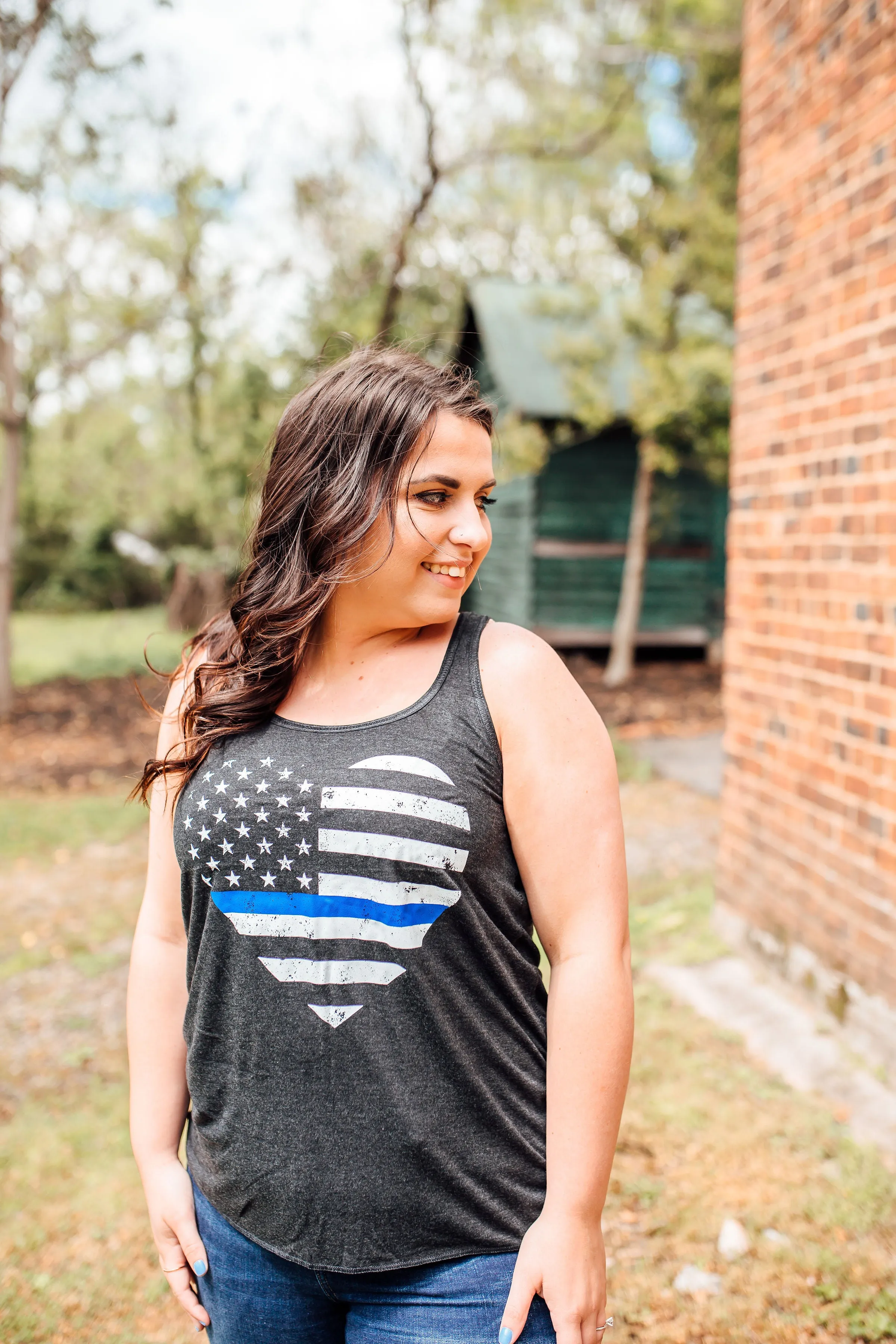 Grunge Heart Flag © Ladies Flowy Racerback Top (Select Your Line)