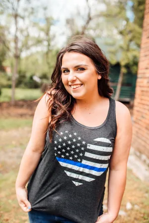 Grunge Heart Flag © Ladies Flowy Racerback Top (Select Your Line)