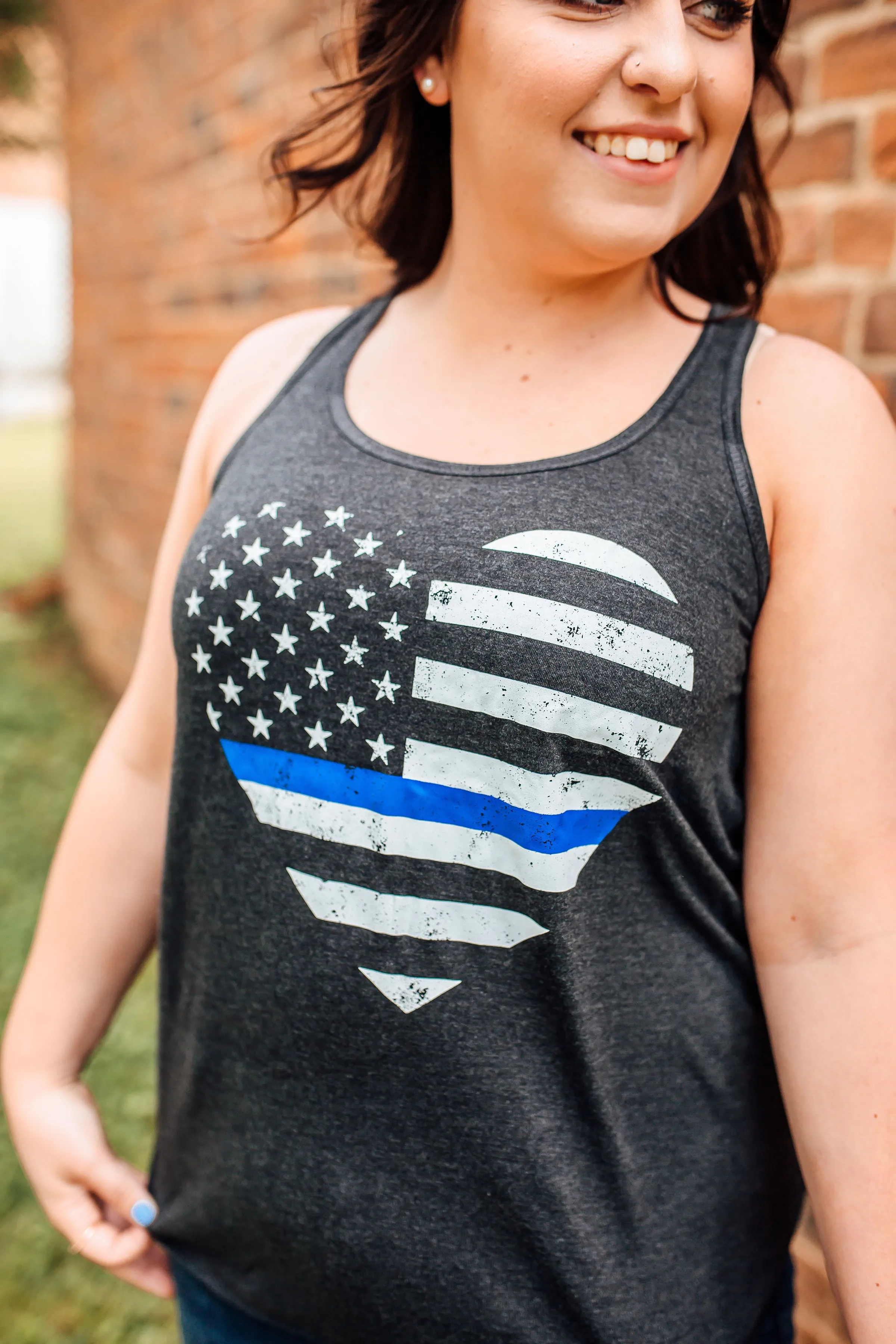 Grunge Heart Flag © Ladies Flowy Racerback Top (Select Your Line)