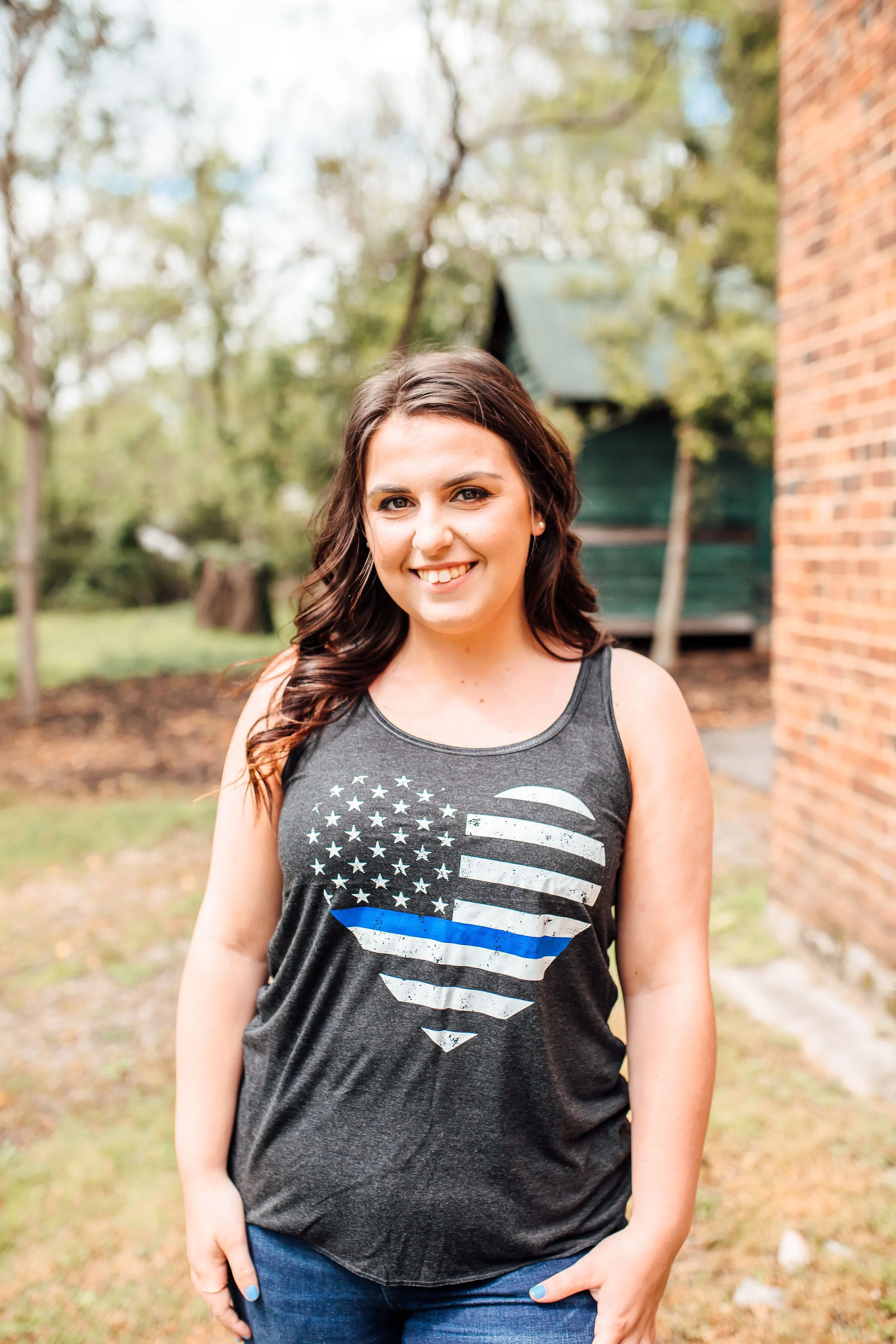 Grunge Heart Flag © Ladies Flowy Racerback Top (Select Your Line)