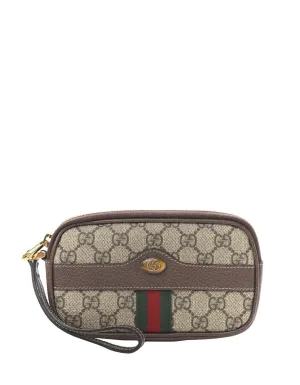 Gucci Brown GG Supreme Monogram Ophidia Phone Case Wristlet