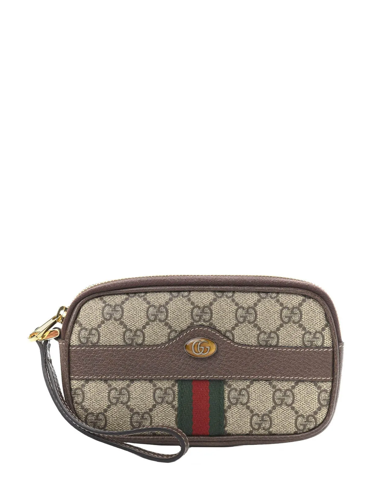Gucci Brown GG Supreme Monogram Ophidia Phone Case Wristlet