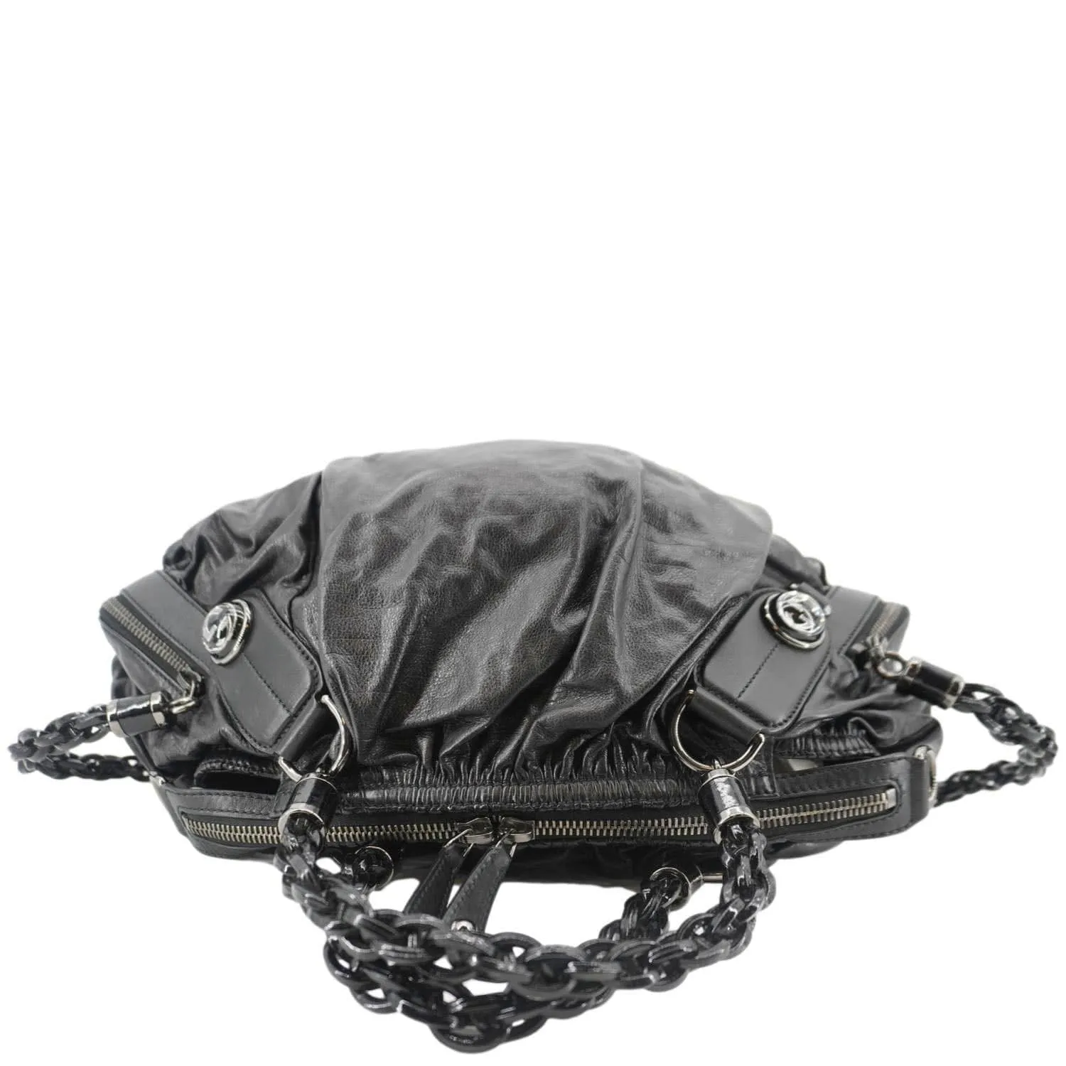 GUCCI Galaxy Medium Leather Top Handle Shoulder Bag Black 228838