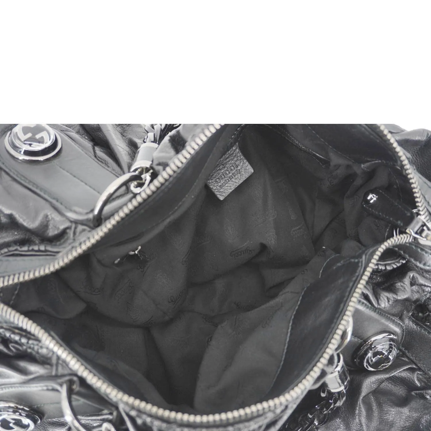 GUCCI Galaxy Medium Leather Top Handle Shoulder Bag Black 228838