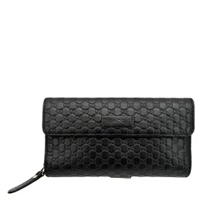 GUCCI Microguccissima Leather Zip Wallet Black 449364